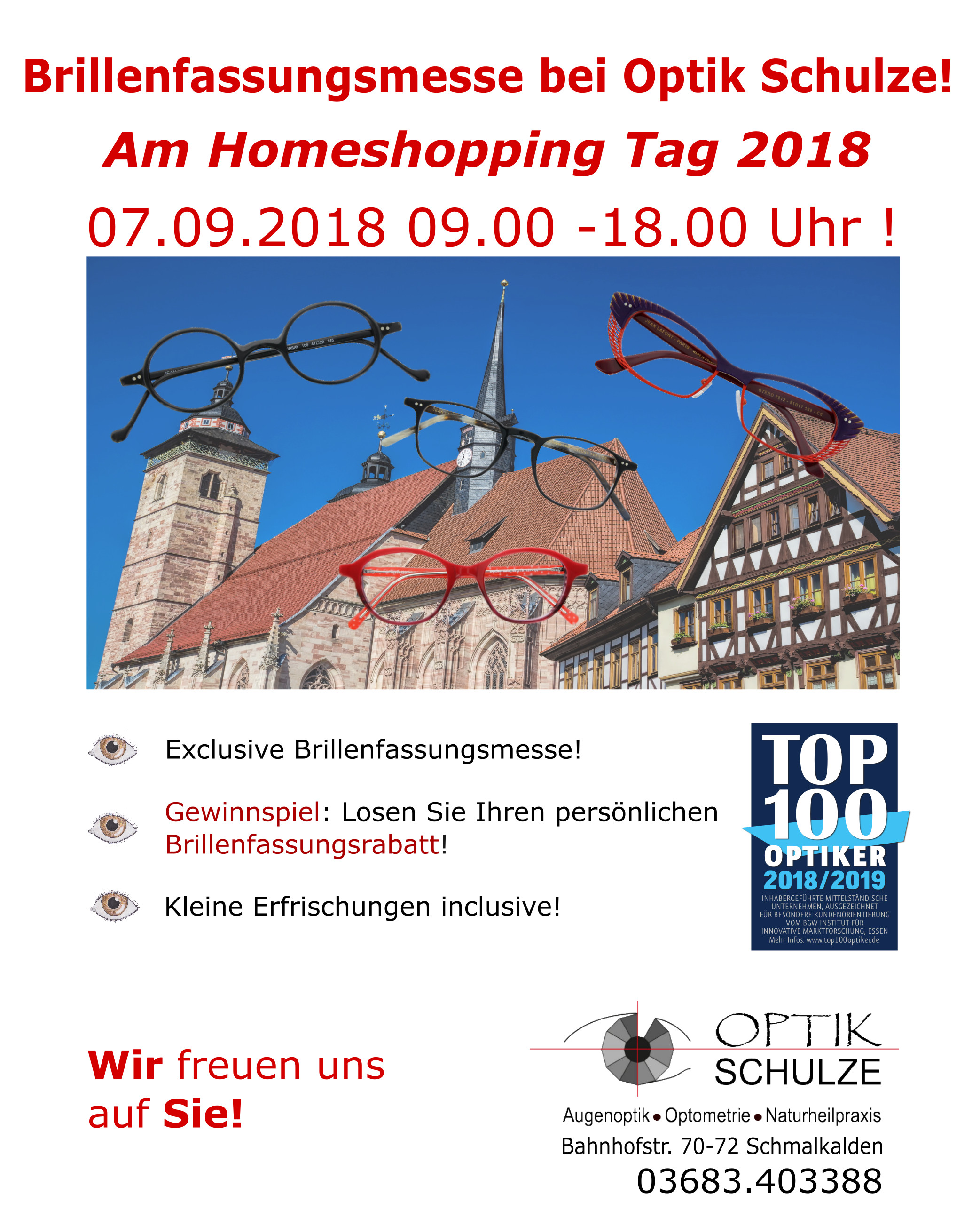 Zum Homeshopping Tag 2018 findet bei uns eine Brillenfassungsmesse statt